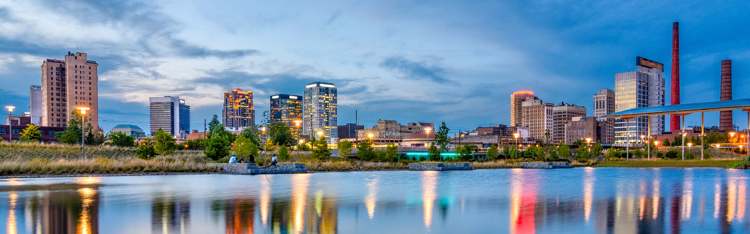 Birmingham Alabama skyline at dusk